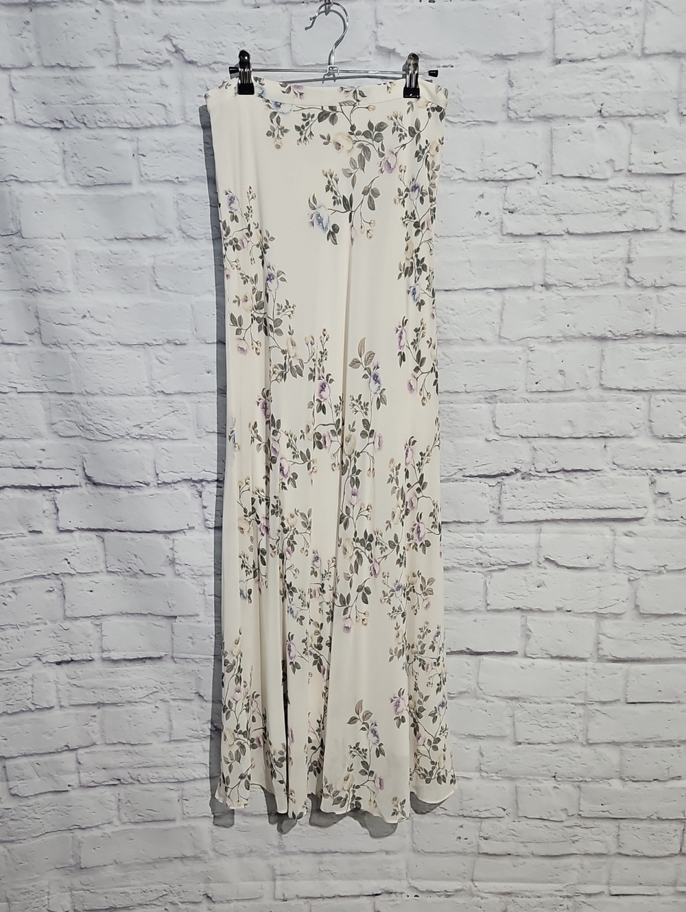 LC Lauren Conrad Runway Cream Floral Maxi Skirt with Lavender and Sage Accents